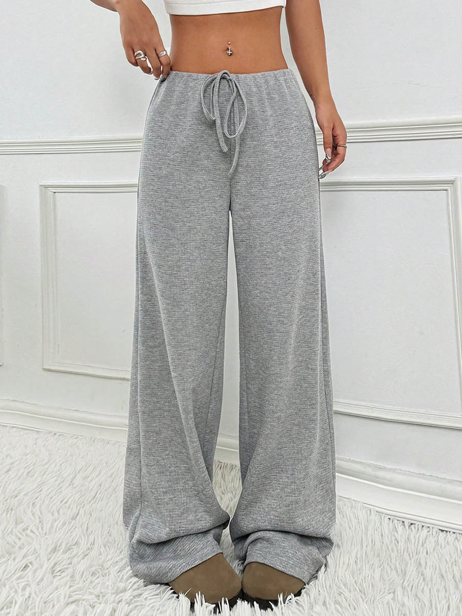 Pantalon rayé à taille élastique, taille haute, à cordon de serrage, à empiècements, couleur contrastée