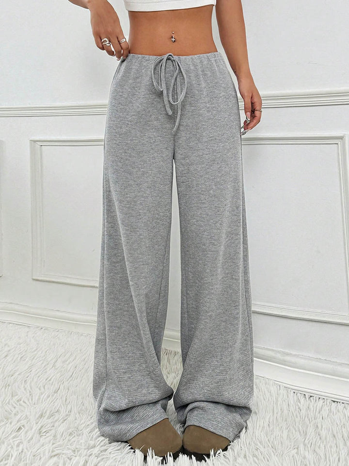 Pantalon rayé à taille élastique, taille haute, à cordon de serrage, à empiècements, couleur contrastée