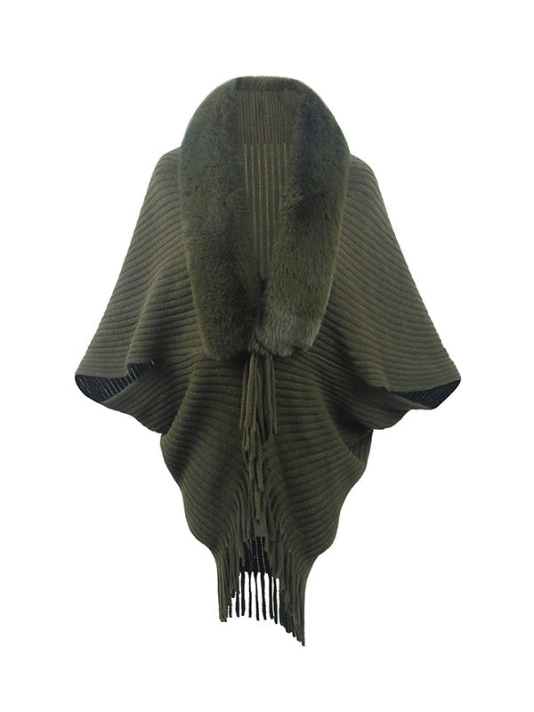 Cardigan ample à manches chauve-souris, couleur unie, manteaux à franges