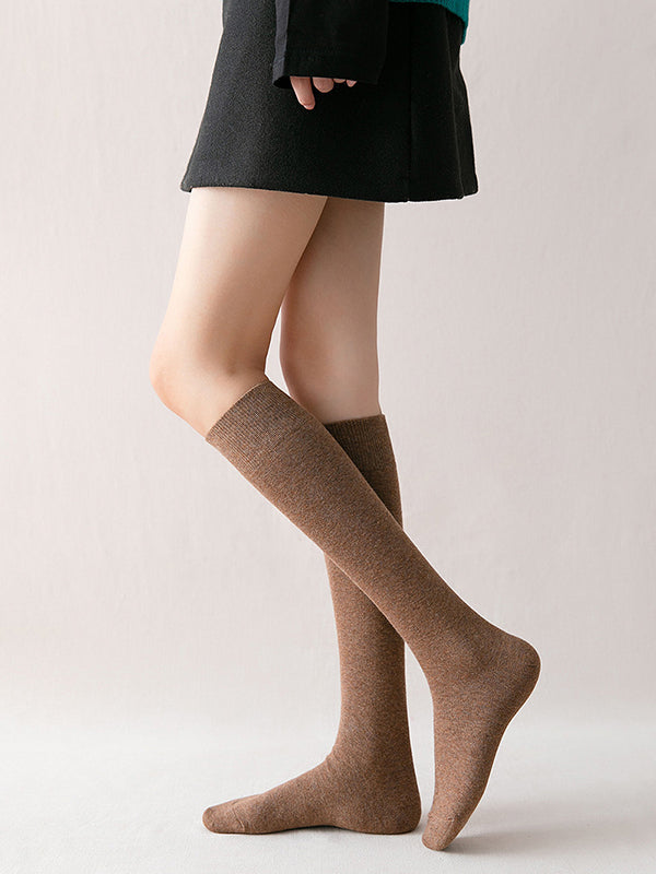 Chaussettes décontractées chaudes couleur unie