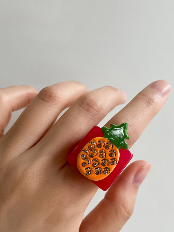 Accessoires de bagues en strass de fruits géométriques