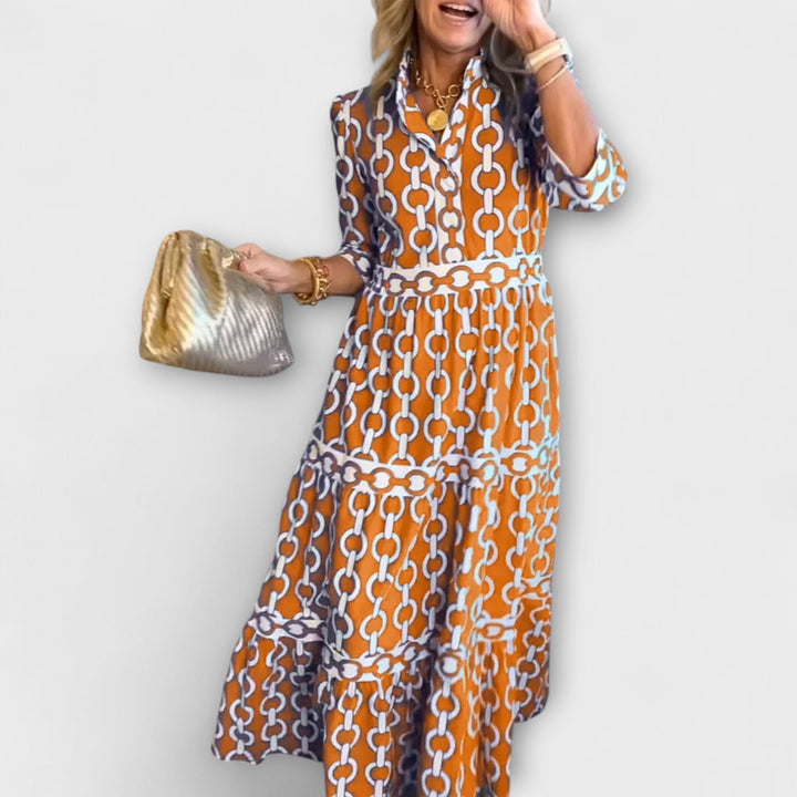 Loradia – Robe midi avec imprimé chaîne