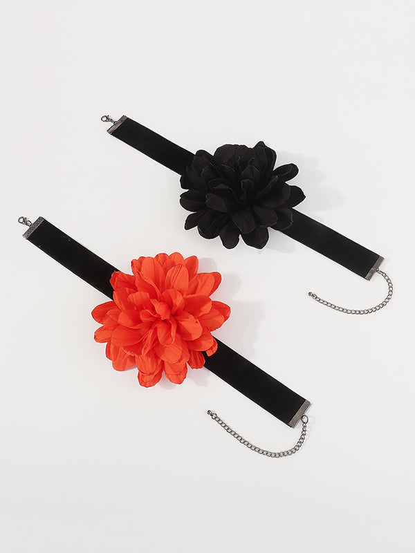 Collier à chaîne, à fleurs en 3D