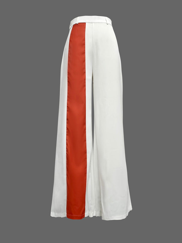 Ensemble deux pièces à manches chauve-souris, à manches mi-longues, à jambes larges, couleur unie, couleur contrastée – haut + pantalon