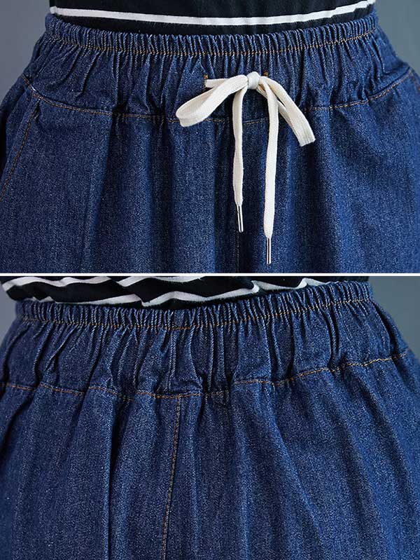Pantalon en jean ample à jambe large avec cordon de serrage