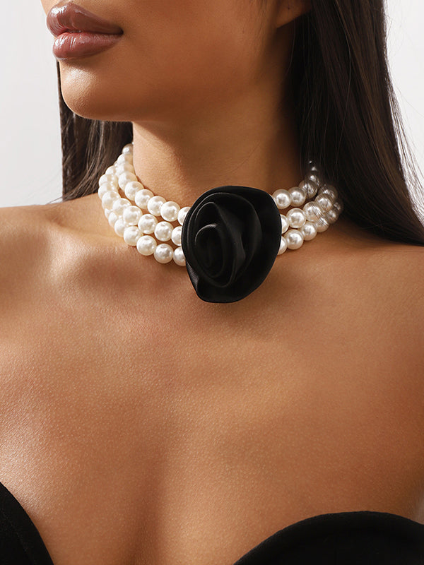 Collier réglable à chaîne, à fleurs en 3D