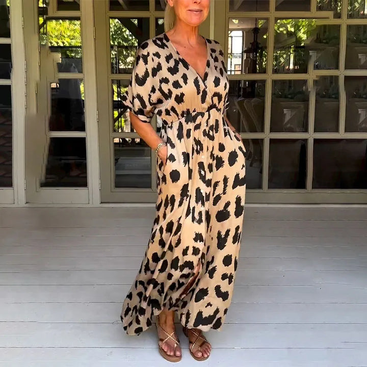 Helga - Robe maxi avec motif léopard