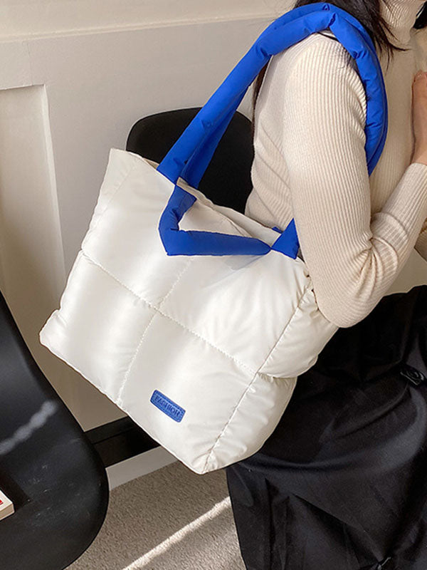 Sac cabas matelassé à empiècements, couleur contrastée
