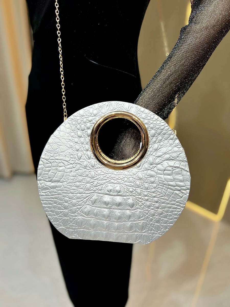 Pochette de soirée géométrique à chaîne