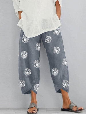 Pantalon ample à imprimé floral, à poches, à empiècements