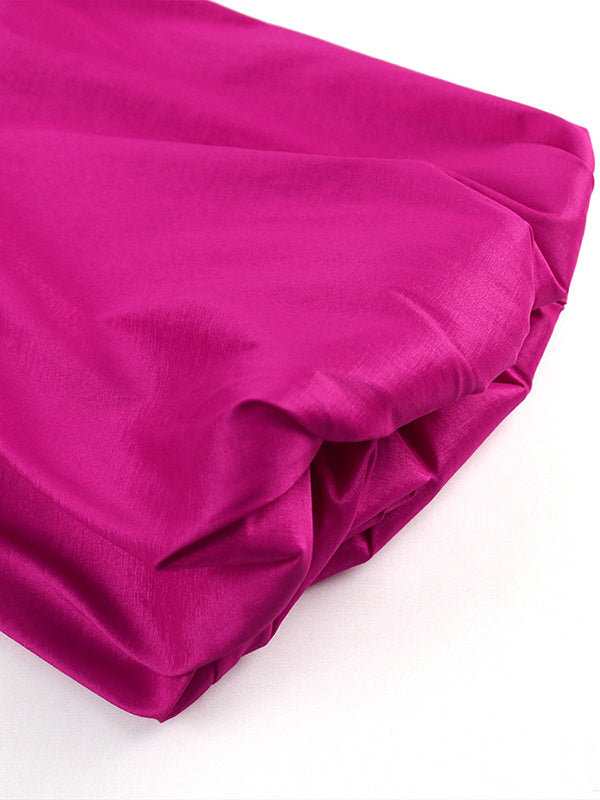 Chemisier fuchsia élégant à col en V et manches bouffantes