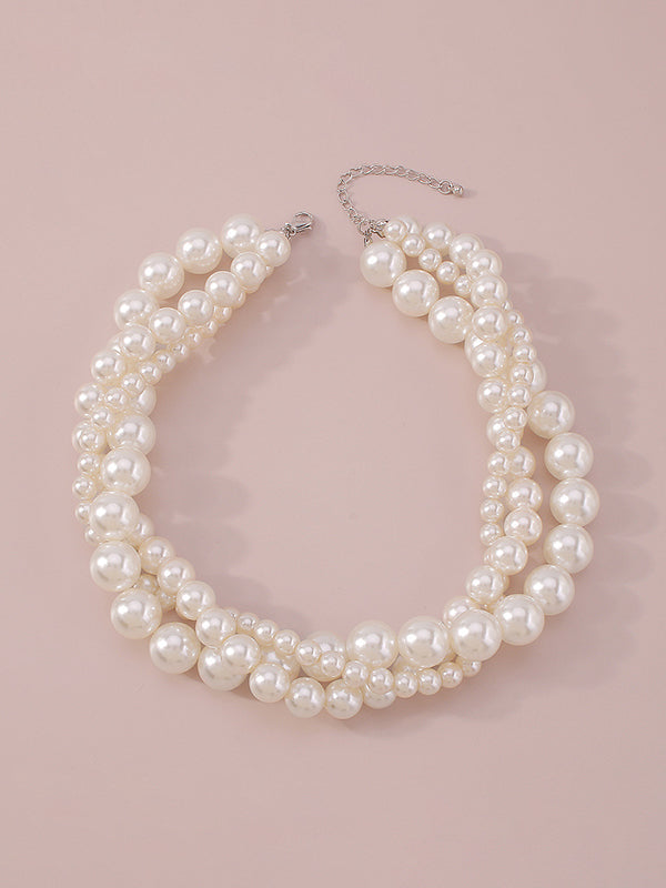 Colliers trois pièces en perles d'imitation, accessoires, collier délicat