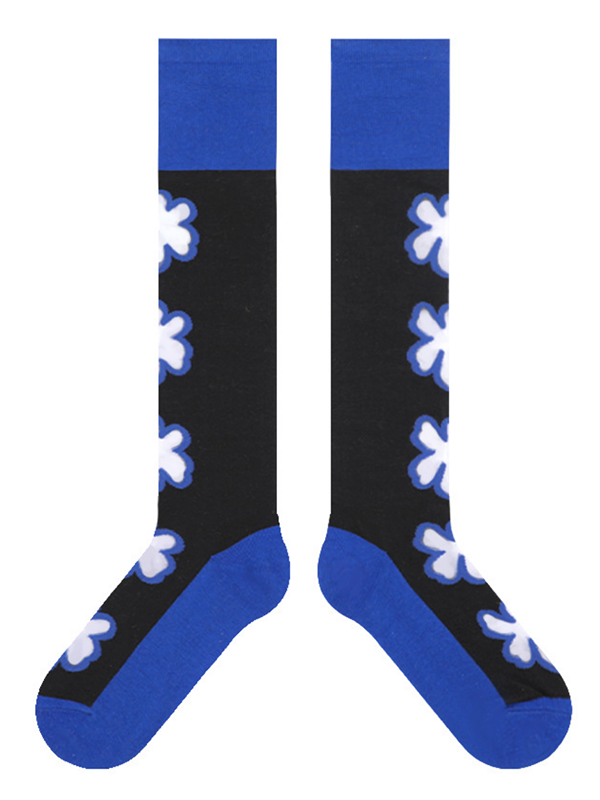 Accessoires de chaussettes à fleurs tricotées bleu noir