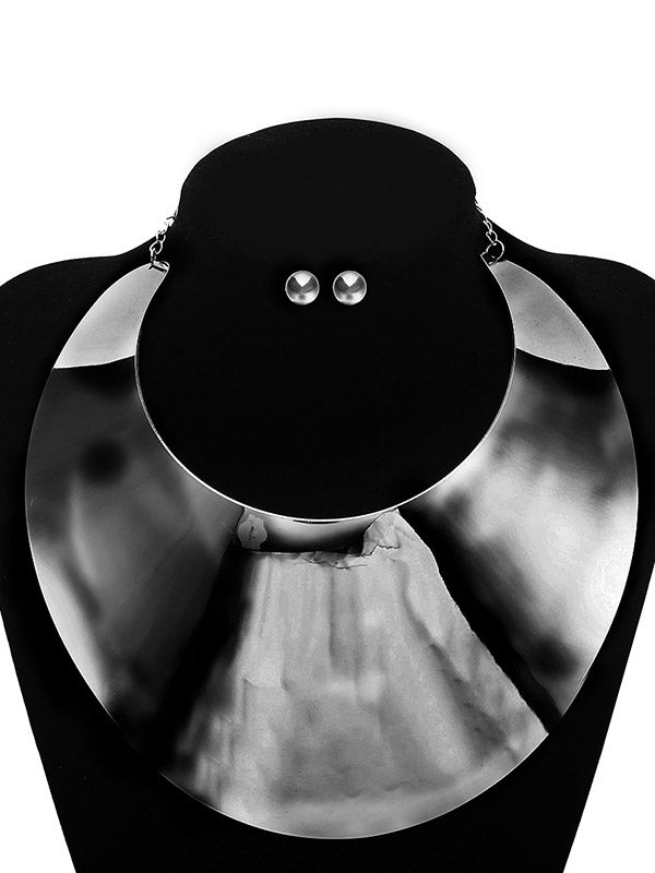 Ensemble trois pièces géométrique – collier + boucles d'oreilles + bracelet