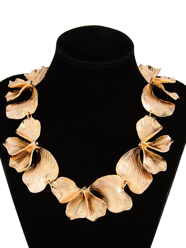 Collier à imprimé floral, couleur unie