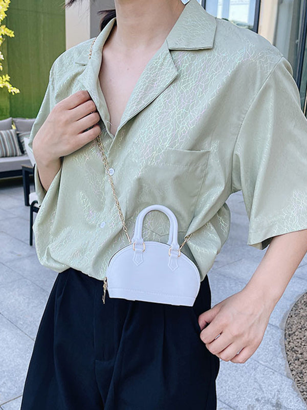 Sac besace géométrique à chaîne, à fermeture éclair