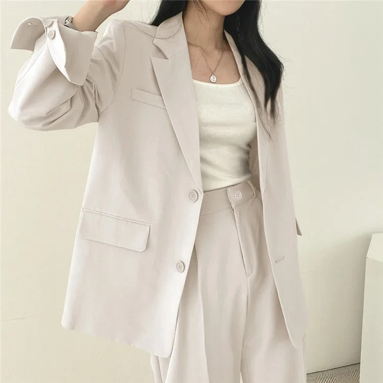 Costume Pantalon Femme Coupe Loose Blazer Baggy