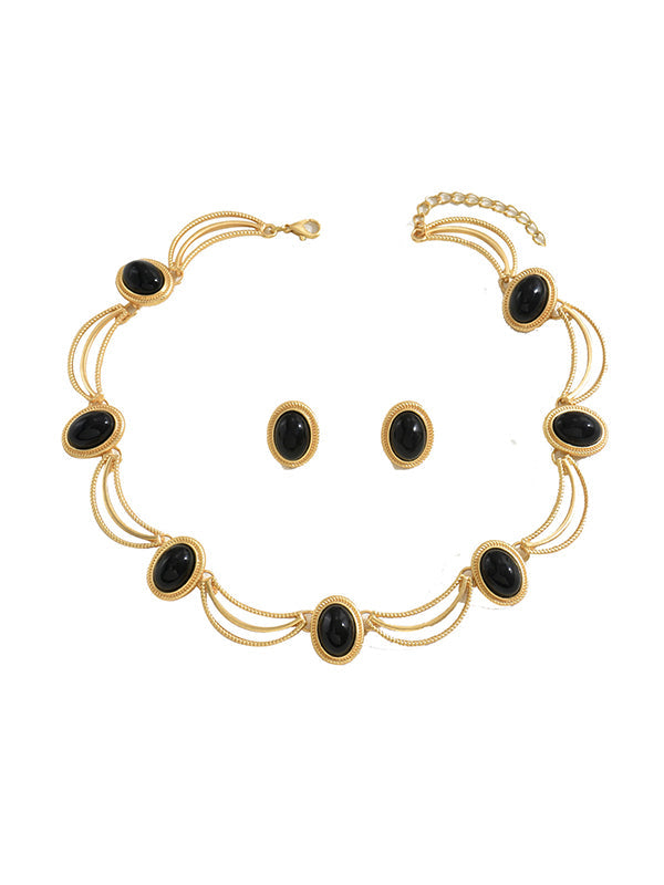 Parure collier et boucles d'oreilles géométrique