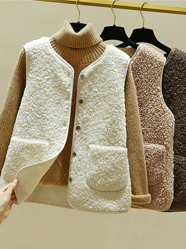 Gilet ample et chaud en laine d'agneau