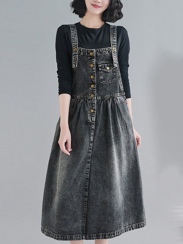 Robe sans manches, à poche, en jean