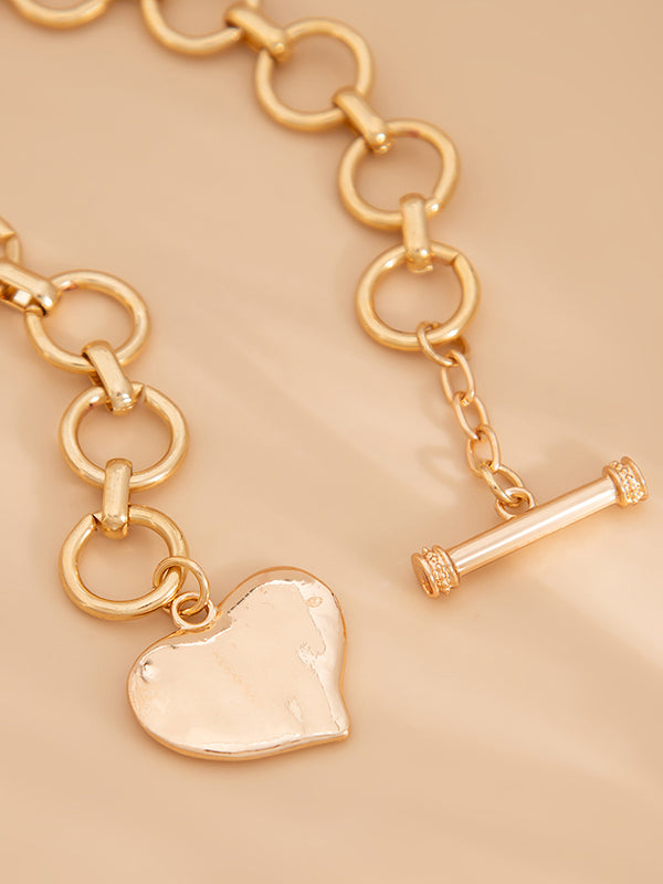 Collier géométrique normcore, à chaîne, en forme de cœur