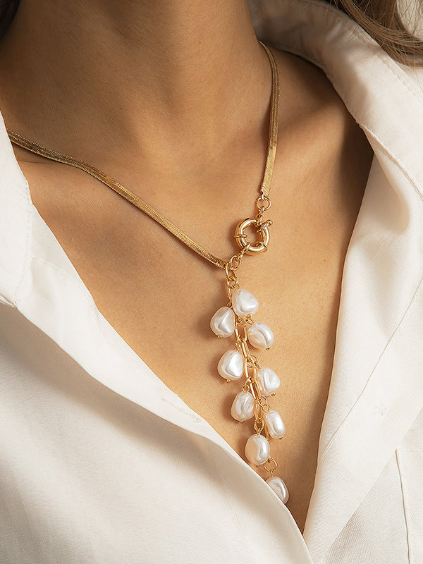 Collier Géométrique Original à Pendentif Perle