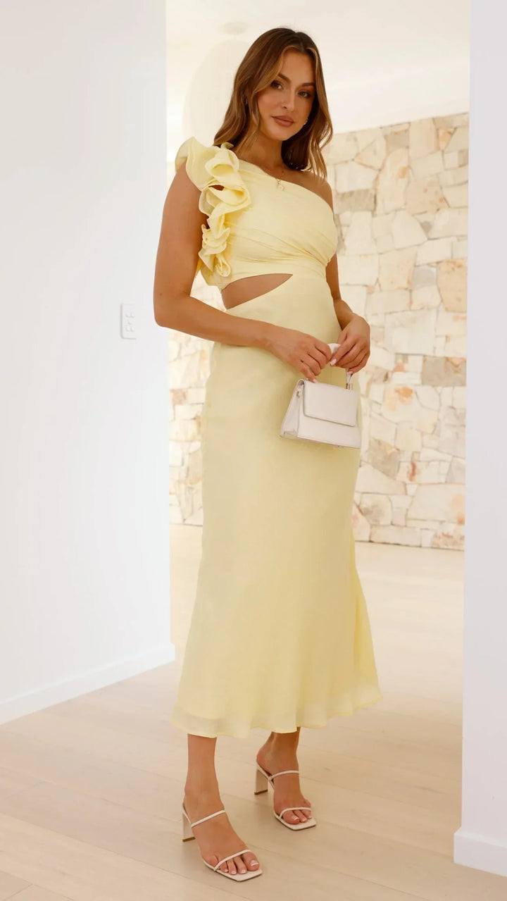 Blaire - Robe maxi sans épaules avec découpes