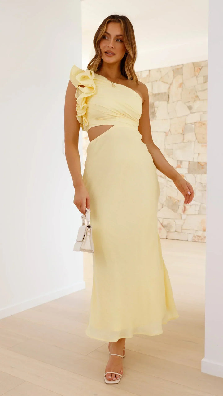 Blaire - Robe maxi sans épaules avec découpes