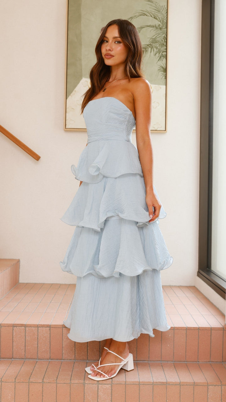 Claire | Robe maxi à volants sans épaules
