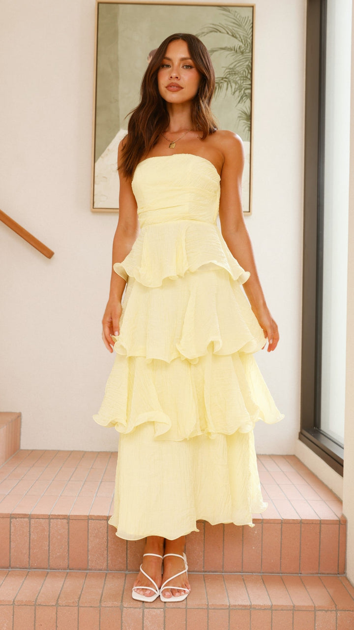 Claire | Robe maxi à volants sans épaules