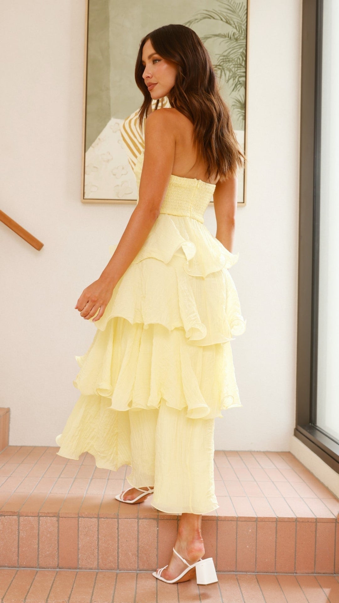 Claire | Robe maxi à volants sans épaules