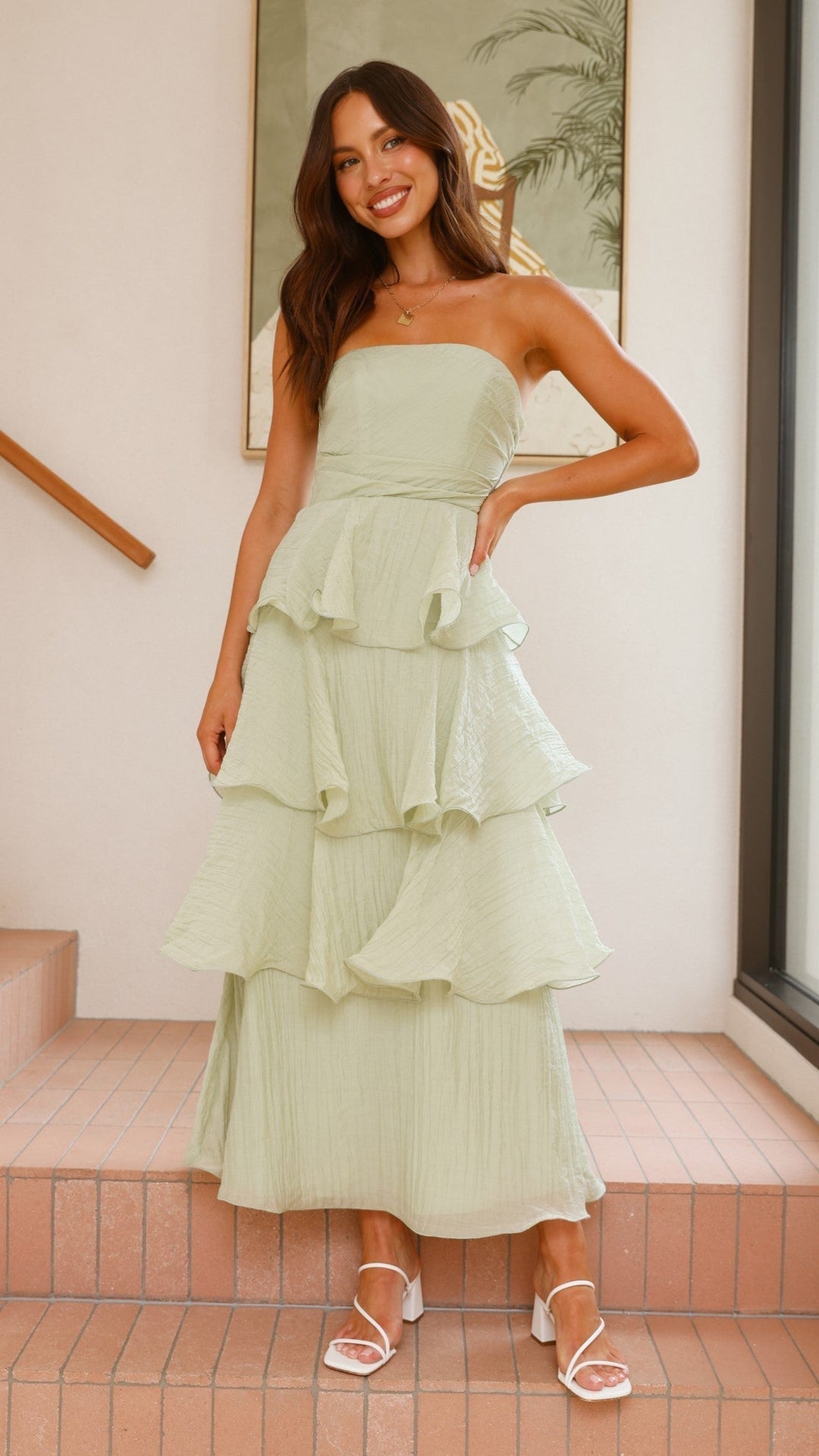 Claire | Robe maxi à volants sans épaules