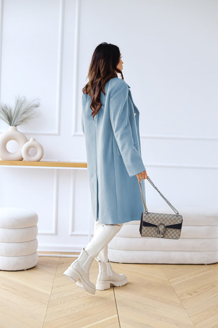 Manteau en laine à double rangée pour femmes