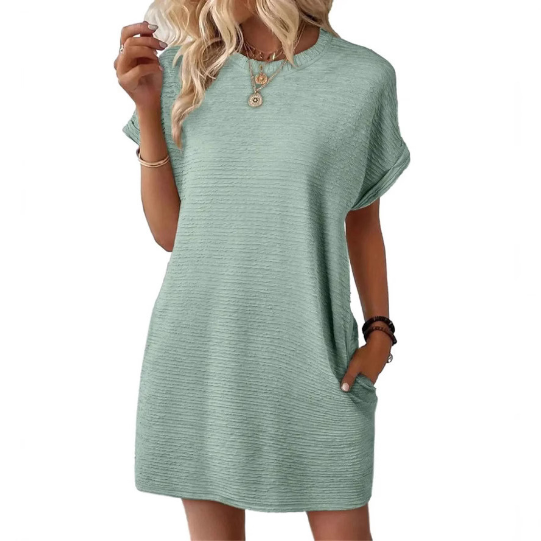 Clariss | Robe T-Shirt Femme Manches Courtes Col Rond Mini Été