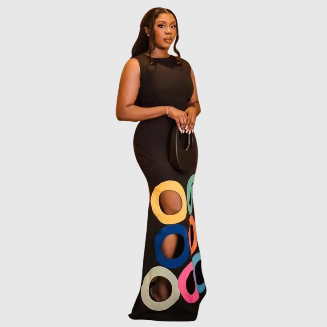 Anya - Robe Maxi Cut-Out Colorée au Style Bodycon