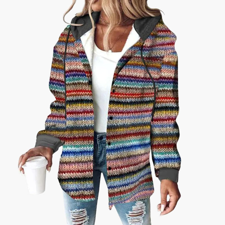 Veste en tricot chaude pour femmes avec capuche - Élégant cardigan à boutons