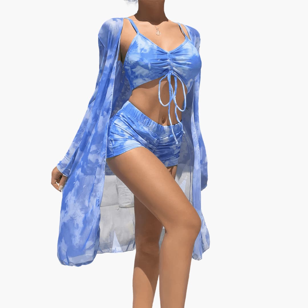 Ensemble de maillots de bain d'été pour femmes en 3 pièces avec manches longues