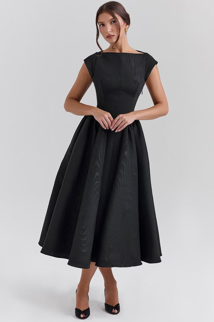 Robe Midi à Manches Courtes pour Femme Invité de Mariage