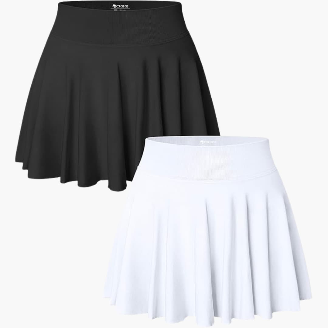 Pack de 2 jupes mini pour femmes avec taille haute et ceinture extensible