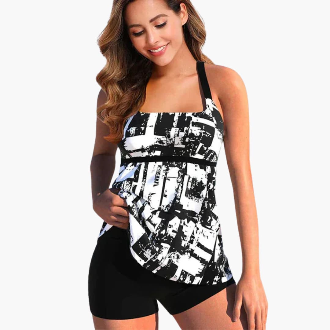 Tankini imprimé pour femmes avec - shorts et coupe sculptante