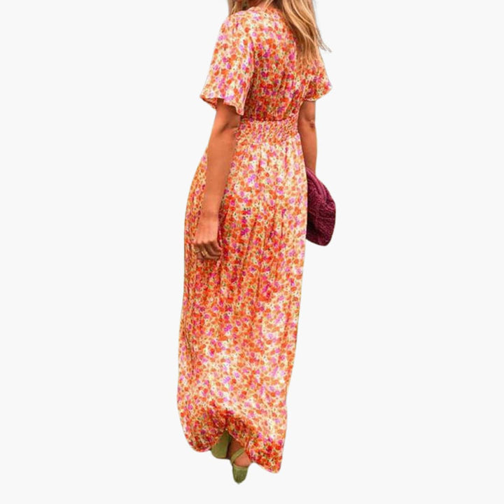 Robe Maxi Wrap Florale - pour Femmes avec Décolleté en V