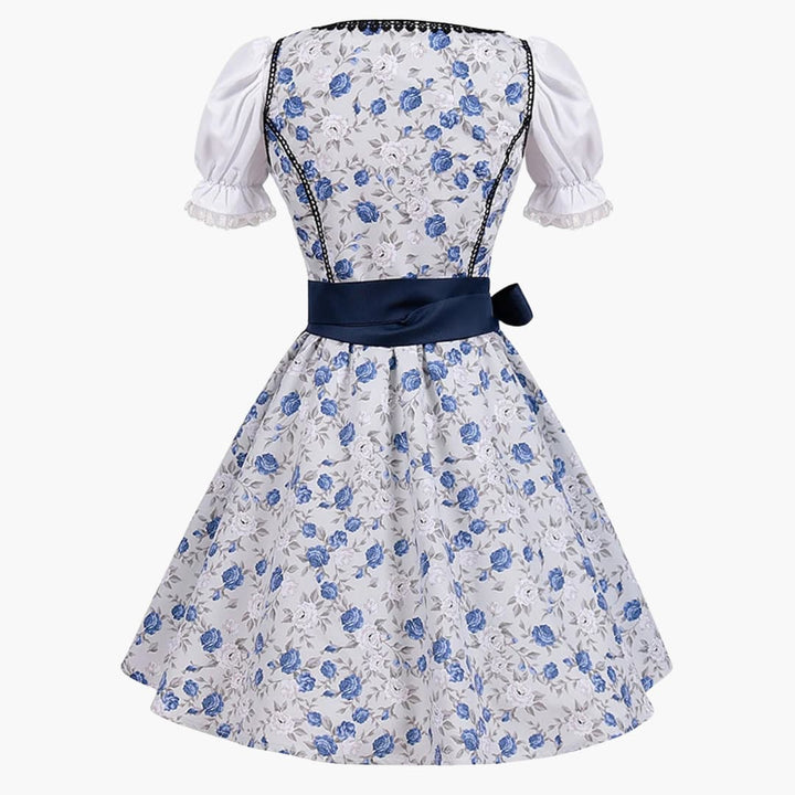 Robe dirndl florale avec corsage à lacets pour femmes - Oktoberfest 2025