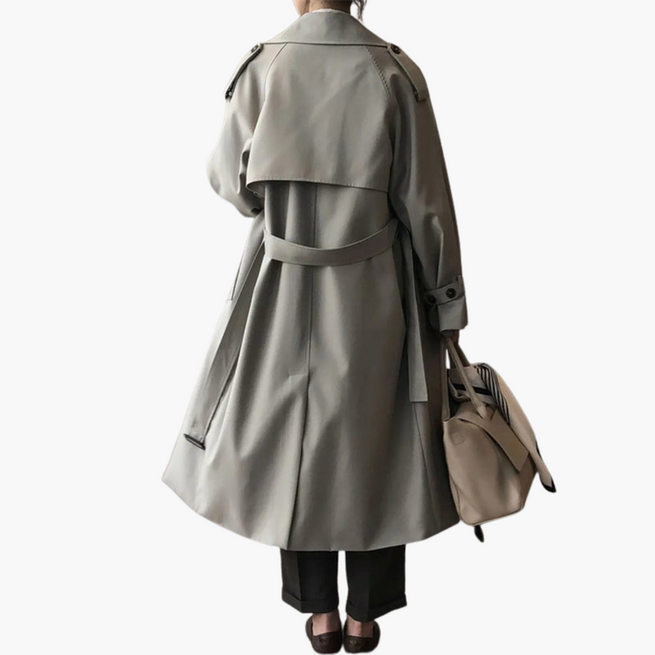 Manteau trench pour femmes avec col à revers et double boutonnage