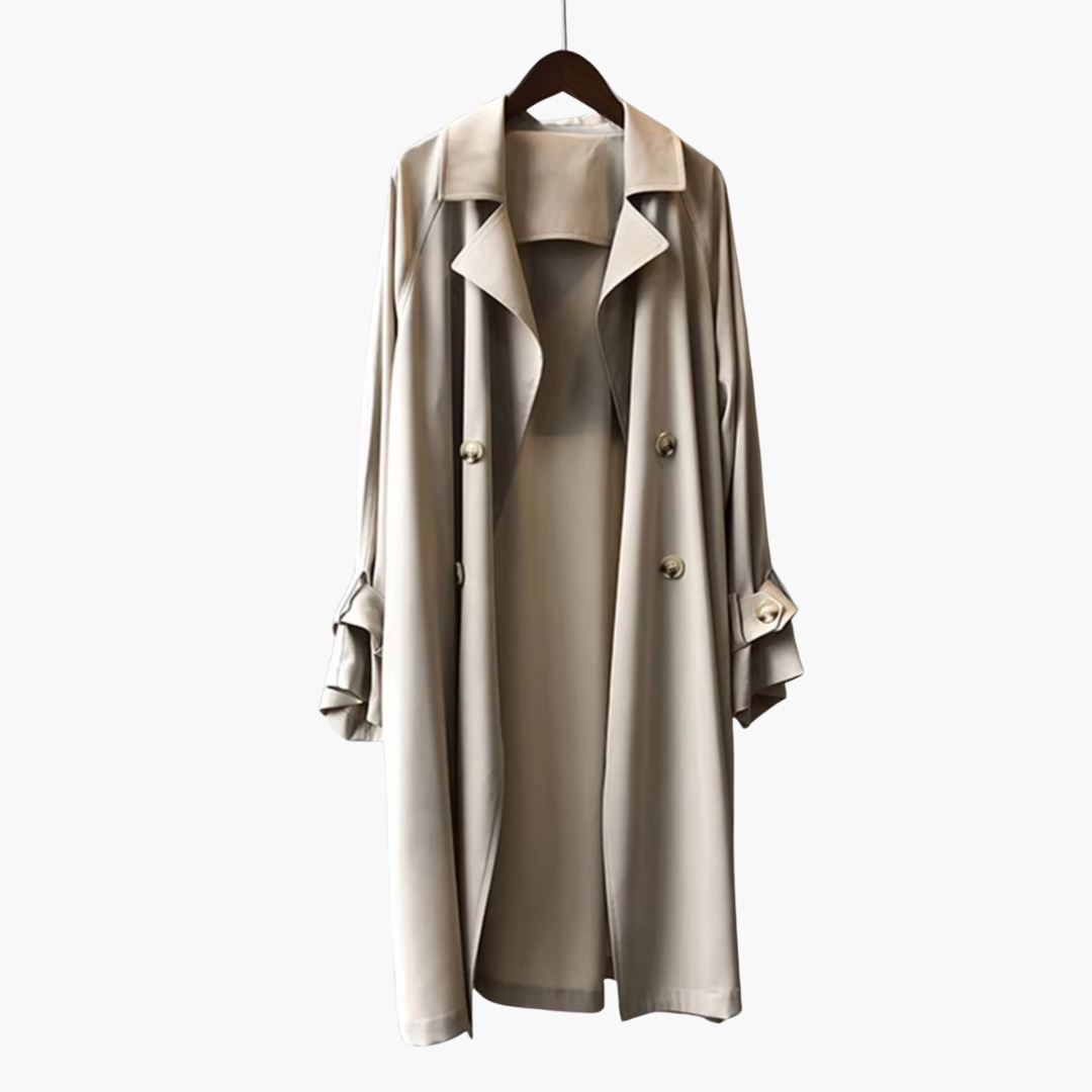 Manteau trench pour femmes avec col à revers et fermeture à double bouton
