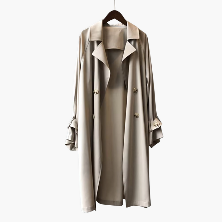 Manteau trench pour femmes avec col à revers et fermeture à double bouton