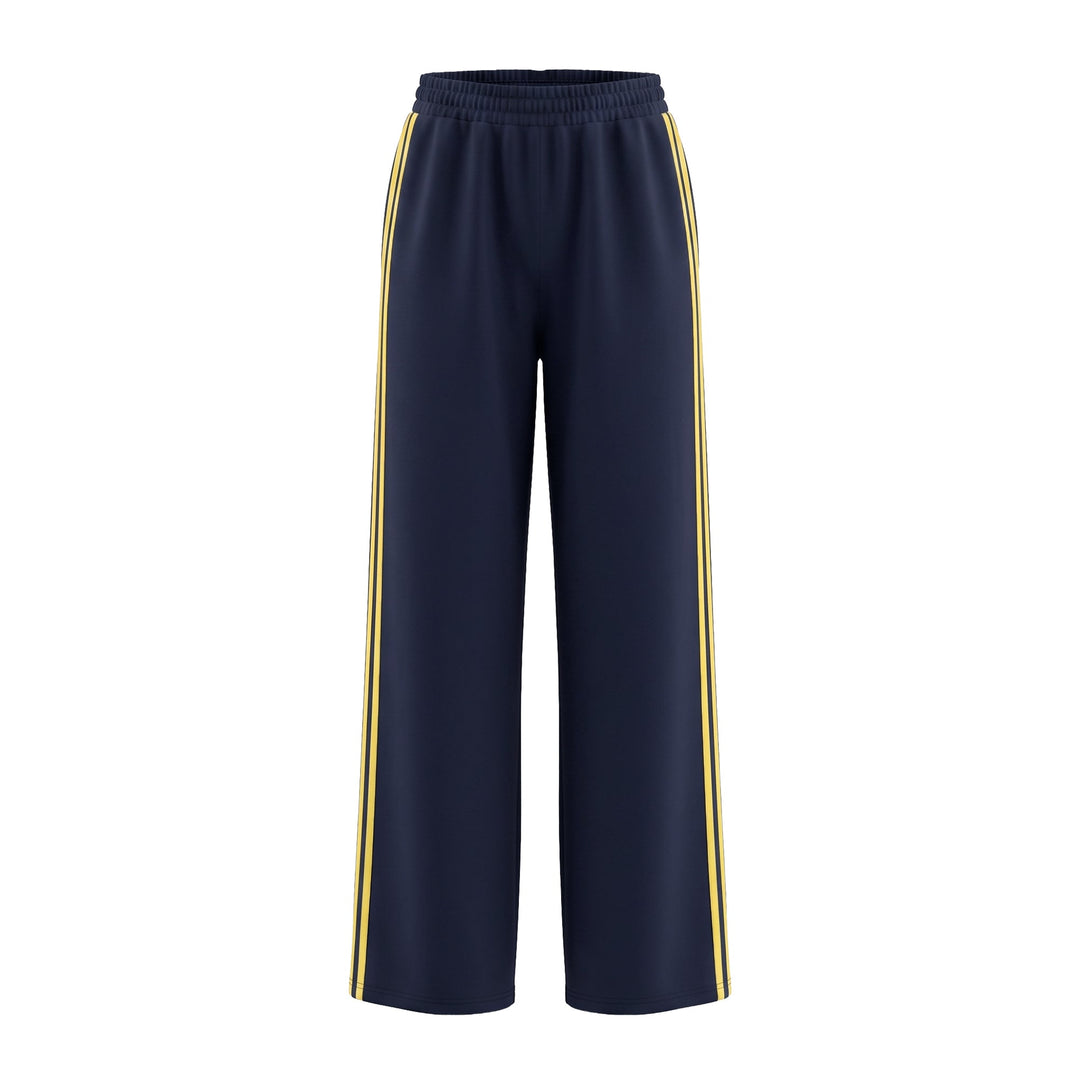 Pantalon rayé taille haute, à jambes larges, à taille élastique, à poches
