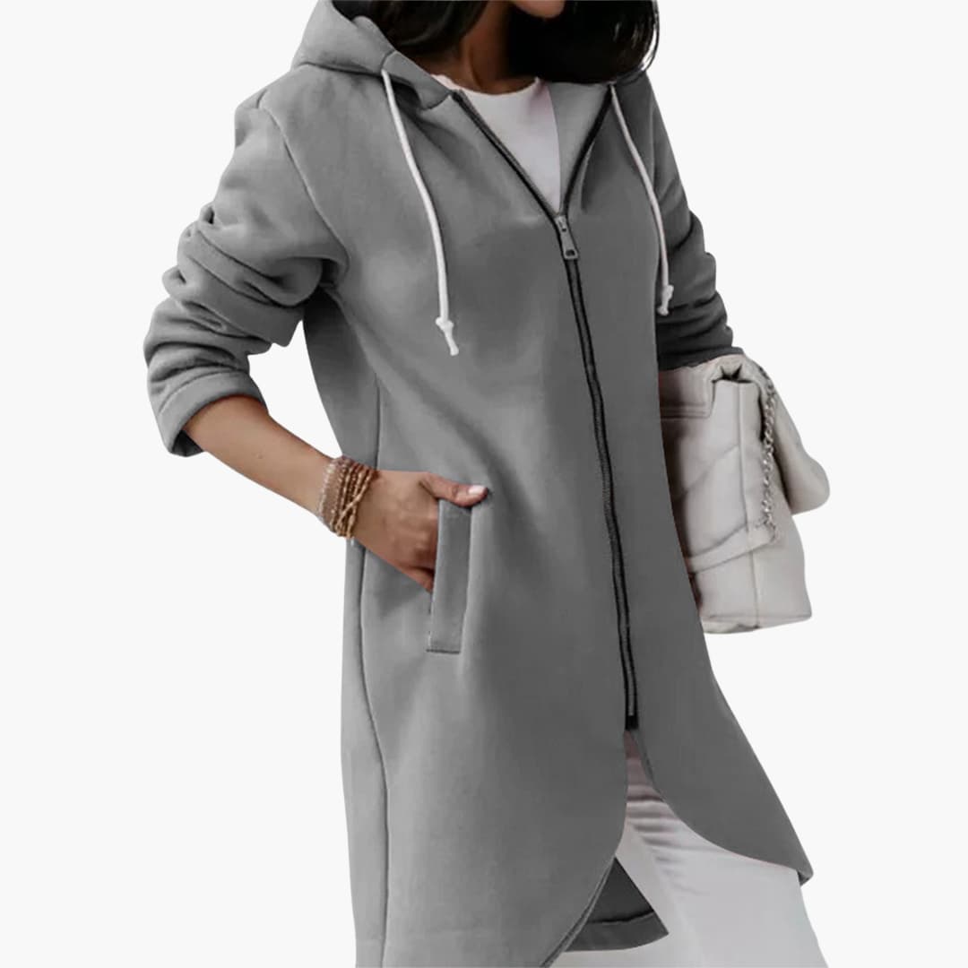 Hoodie long zippé pour femmes