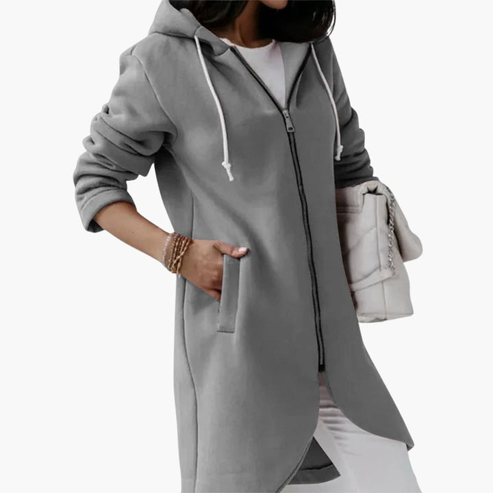 Hoodie long zippé pour femmes