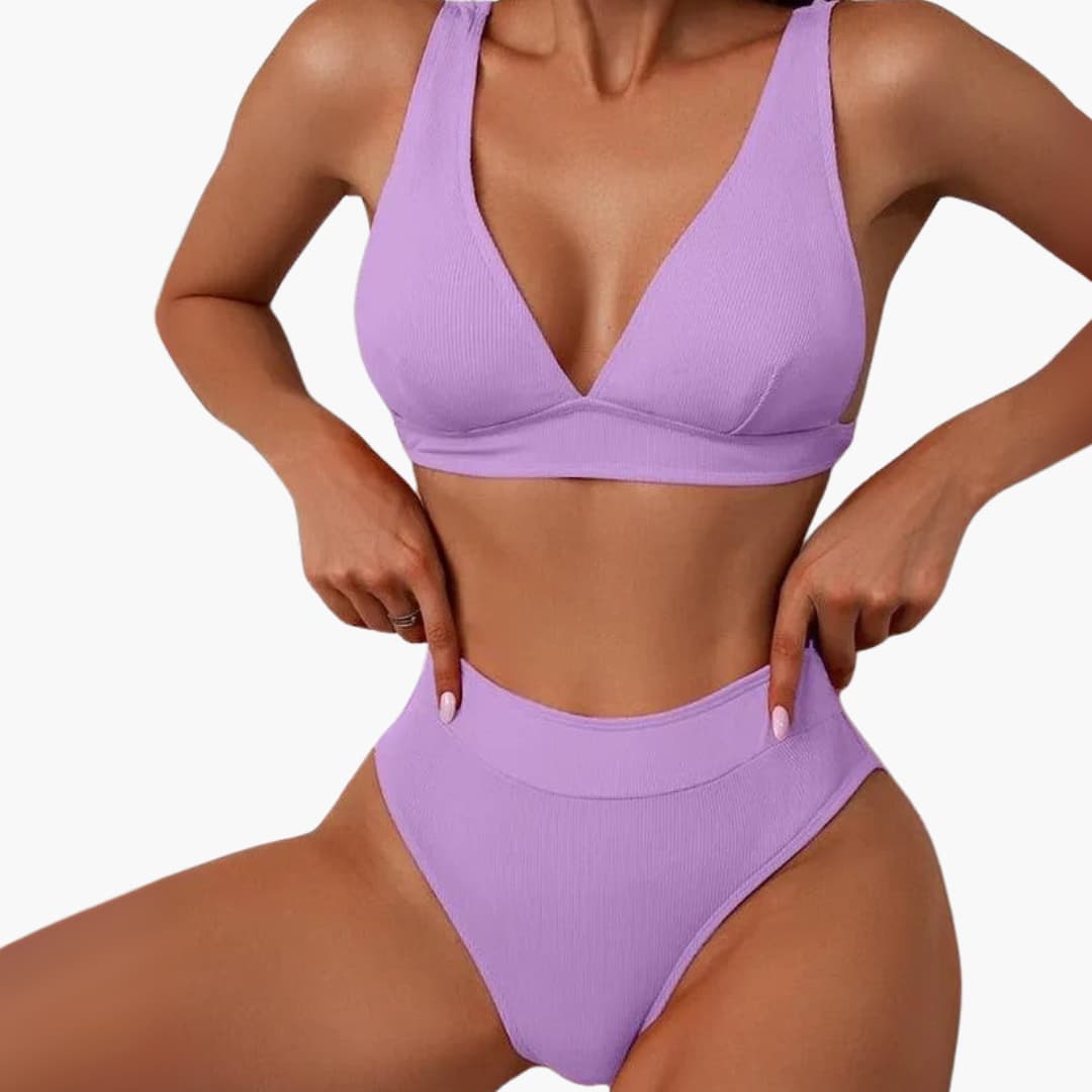 Ensemble de bikini pour femmes à rayures avec bretelles larges pour l'été