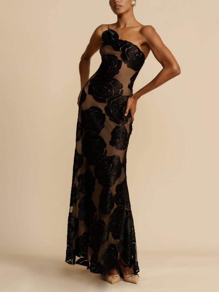 Noemi | Robe maxi avec des fleurs de roses